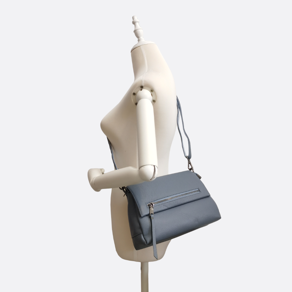 Women's genuine cowhide leather clutch handbag Vivien zip design
