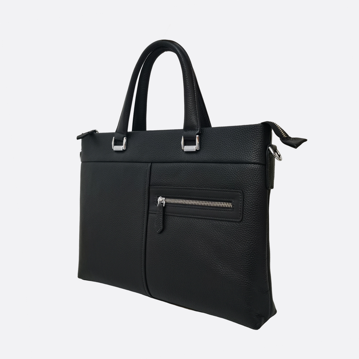 Multi zip unisex cowhide leather slim briefcase with sling