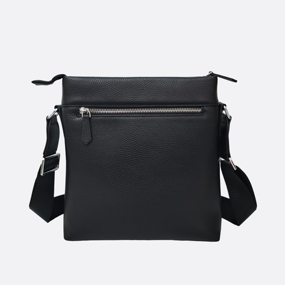 Multi zip design men's genuine cowhide leather sling bag