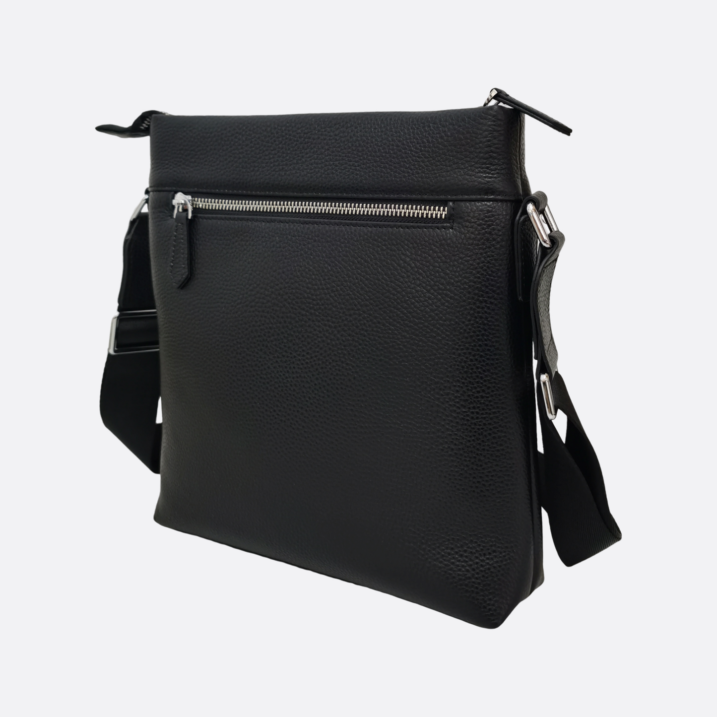 Multi zip design men's genuine cowhide leather sling bag