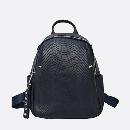 Women's cowhide leather backpack in python print