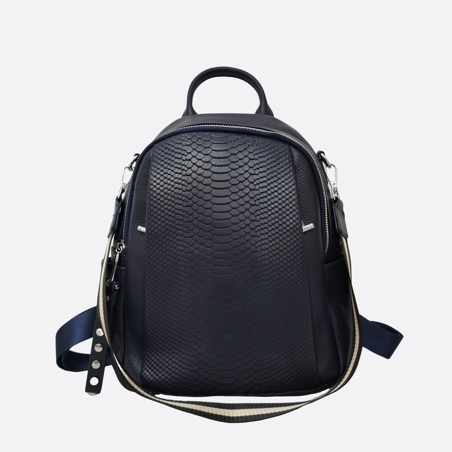 Women's cowhide leather backpack in python print