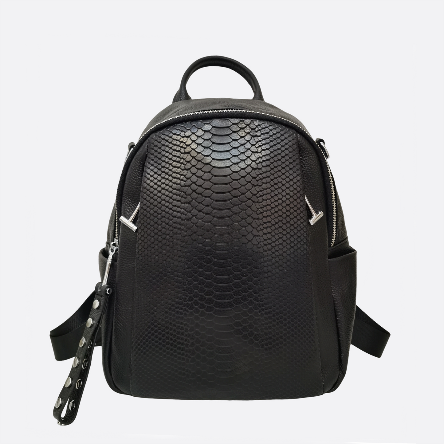 Women's cowhide leather backpack in python print