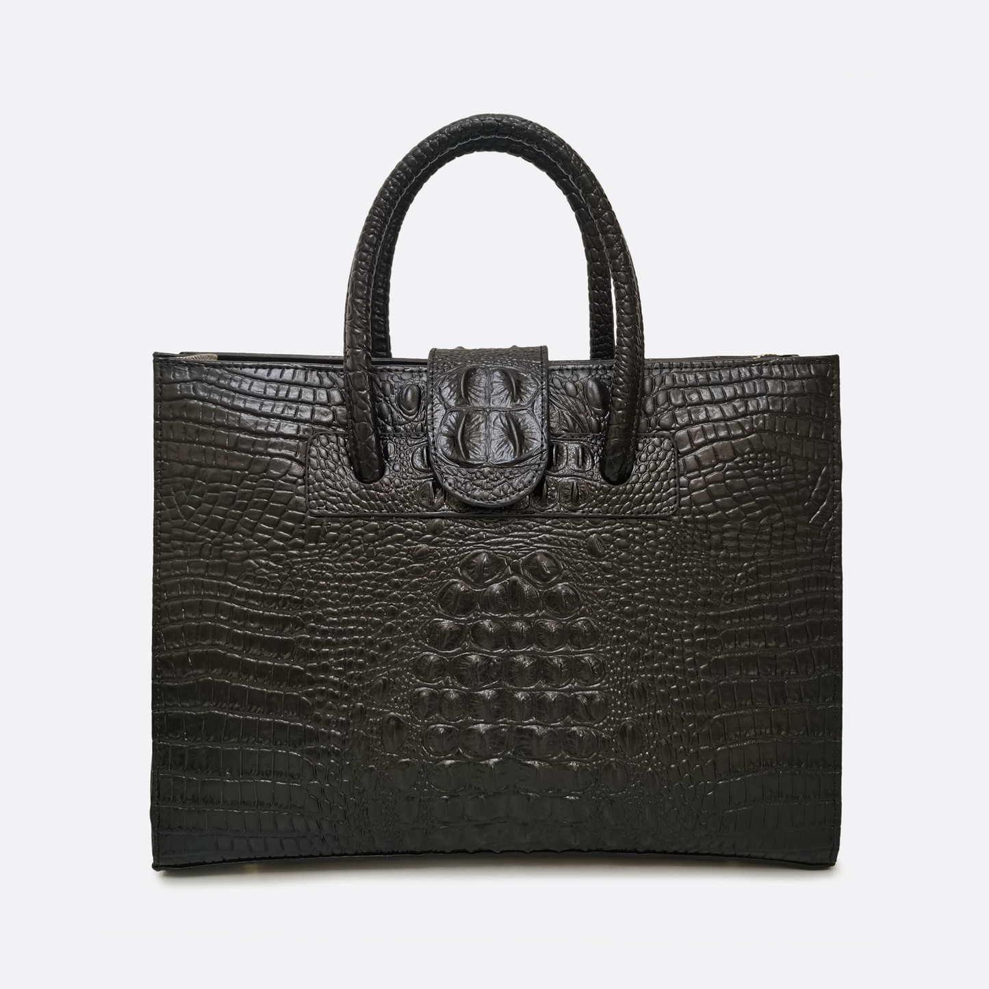 Women's genuine cowhide leather handbag briefcase Potter V2 design in crocodile print