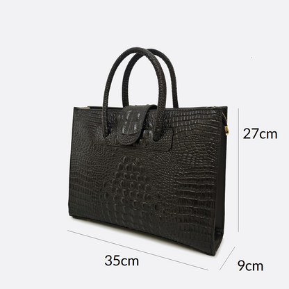 Women's genuine cowhide leather handbag briefcase Potter V2 design in crocodile print