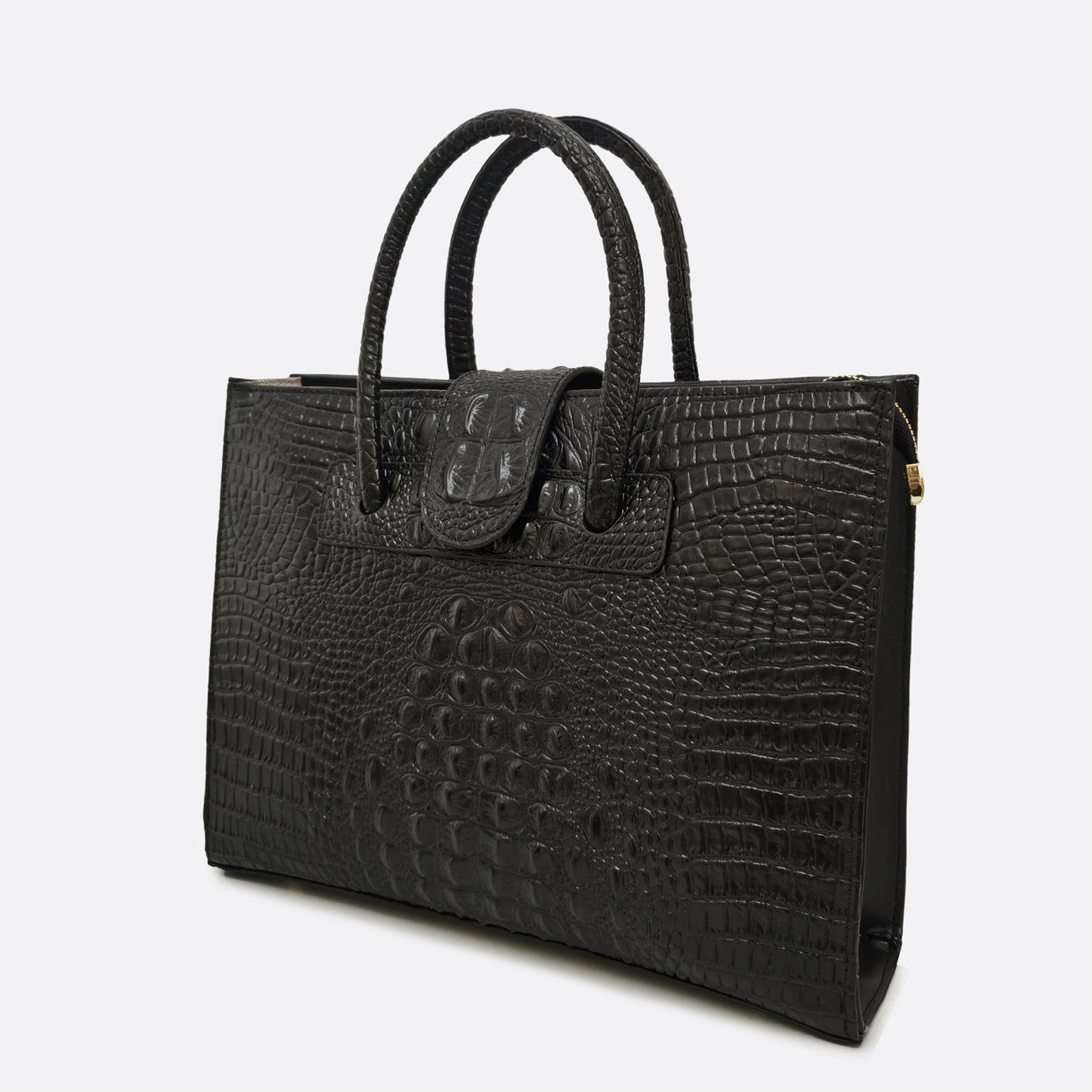Women's genuine cowhide leather handbag briefcase Potter V2 design in crocodile print