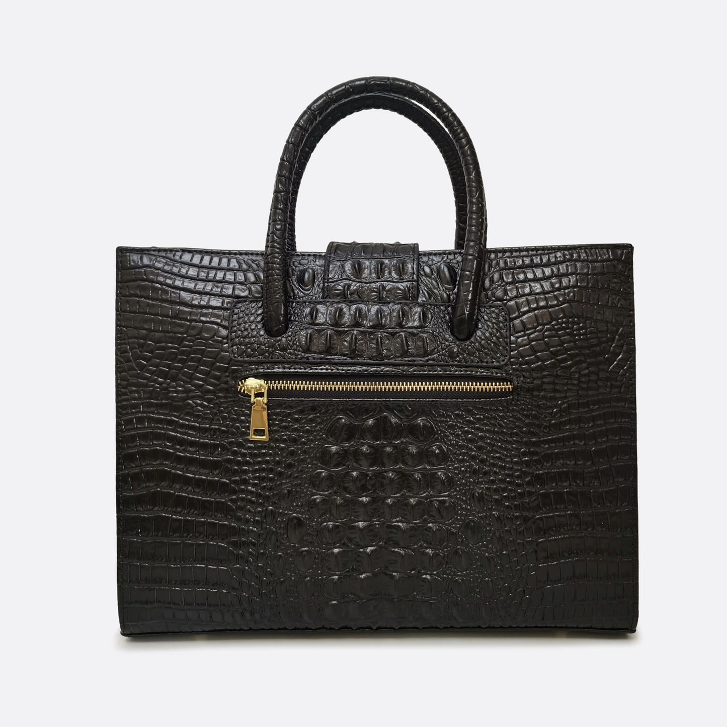 Women's genuine cowhide leather handbag briefcase Potter V2 design in crocodile print