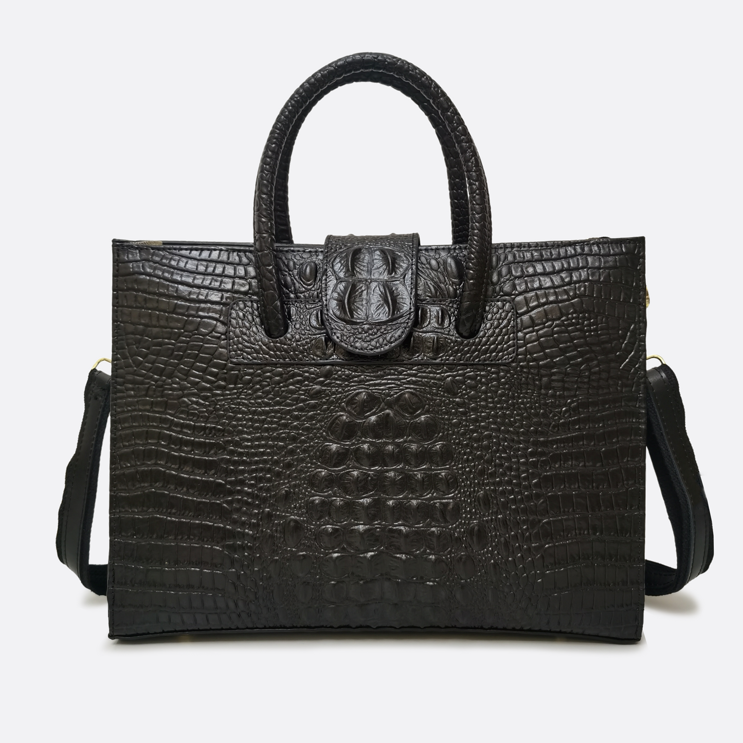 Women's genuine cowhide leather handbag briefcase Potter V2 design in crocodile print