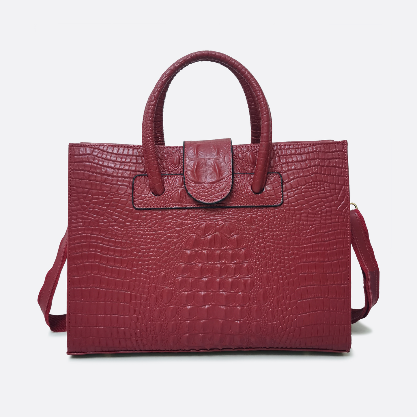 Women's genuine cowhide leather handbag briefcase Potter V2 design in crocodile print
