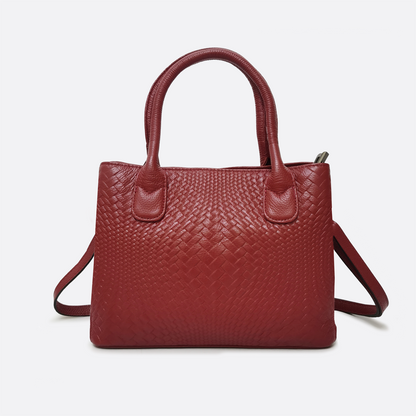 Women's genuine cowhide leather handbag Potter design in woven print