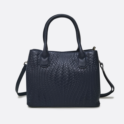 Women's genuine cowhide leather handbag Potter design in woven print