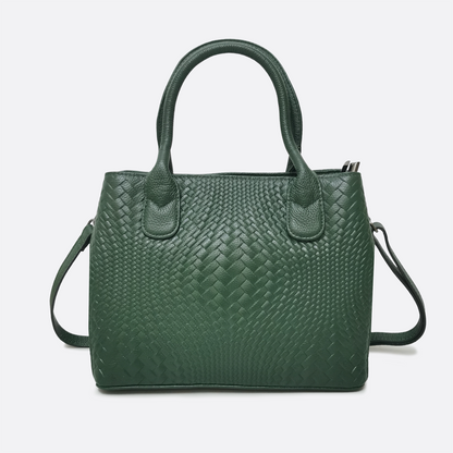 Women's genuine cowhide leather handbag Potter design in woven print