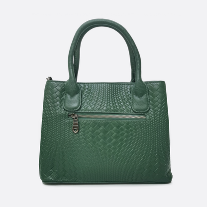Women's genuine cowhide leather handbag Potter design in woven print