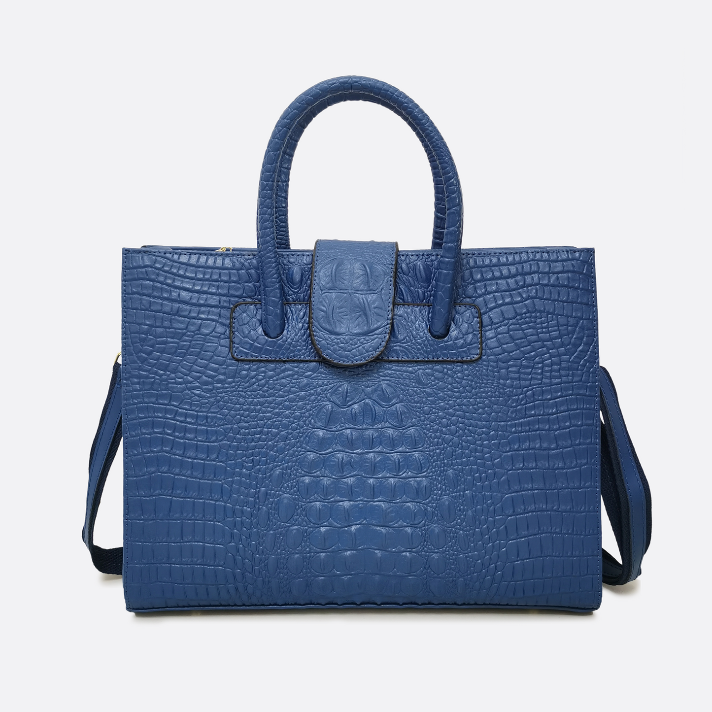Women's genuine cowhide leather handbag briefcase Potter V2 design in crocodile print