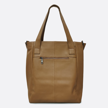 Unisex genuine cowhide leather vertical tote handbag Cate design