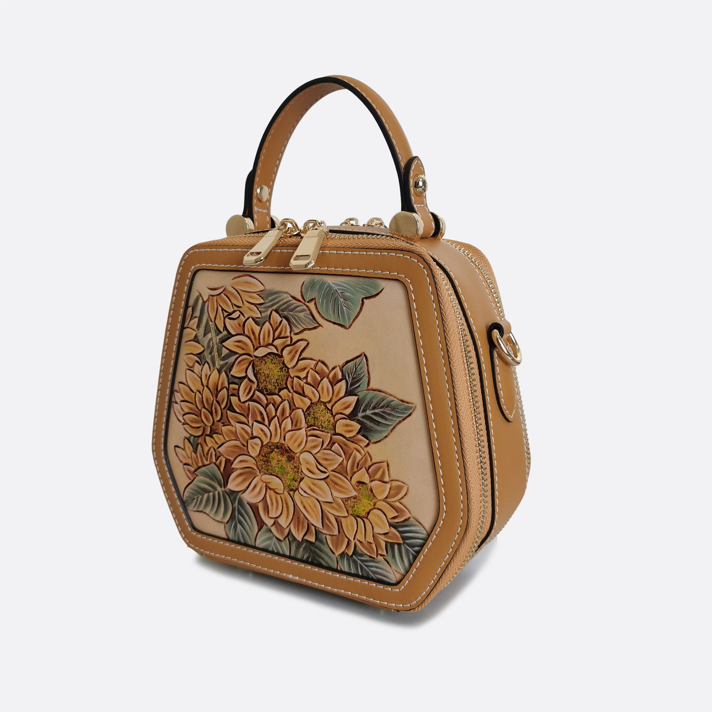 Women's genuine cowhide leather engraved handbag Klos V2 design