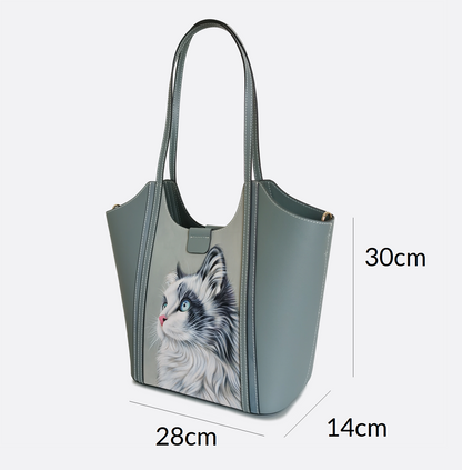 Women's genuine cowhide leather engraved handbag Shopping tote design