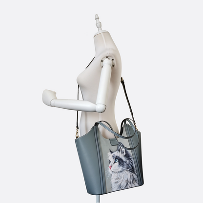 Women's genuine cowhide leather engraved handbag Shopping tote design