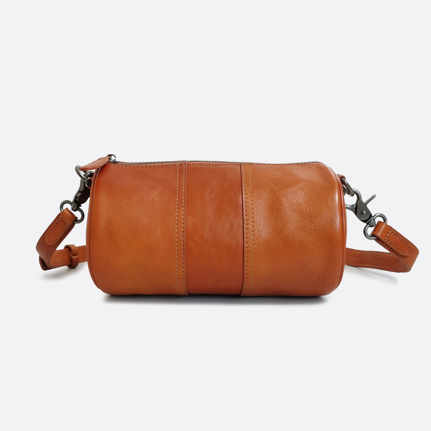 Women's genuine cowhide leather barrel handbag Cylinder design