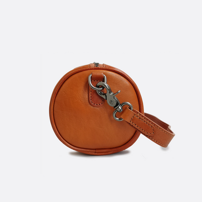 Women's genuine cowhide leather barrel handbag Cylinder design