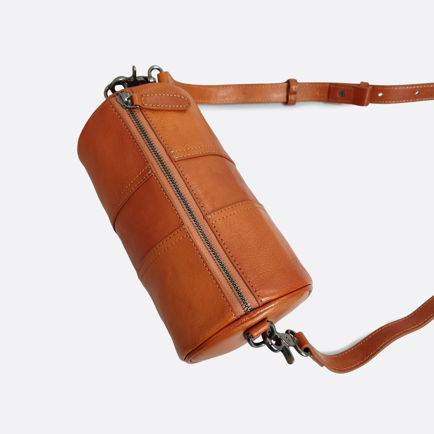 Women's genuine cowhide leather barrel handbag Cylinder design