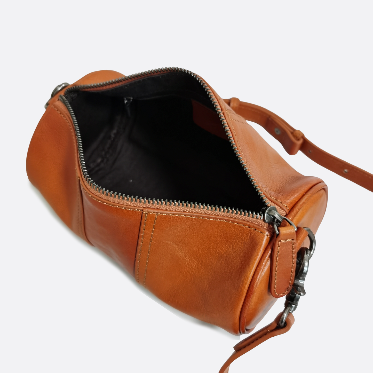 Women's genuine cowhide leather barrel handbag Cylinder design