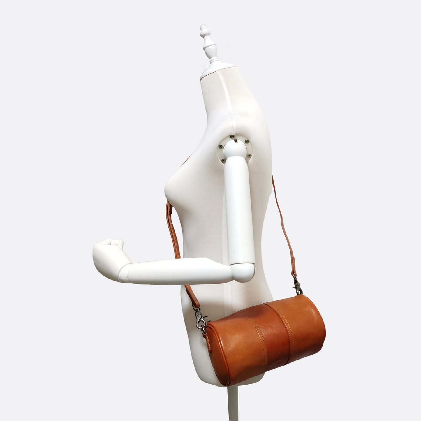 Women's genuine cowhide leather barrel handbag Cylinder design
