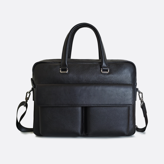 Unisex genuine cowhide leather top handle briefcase Poches V2 design