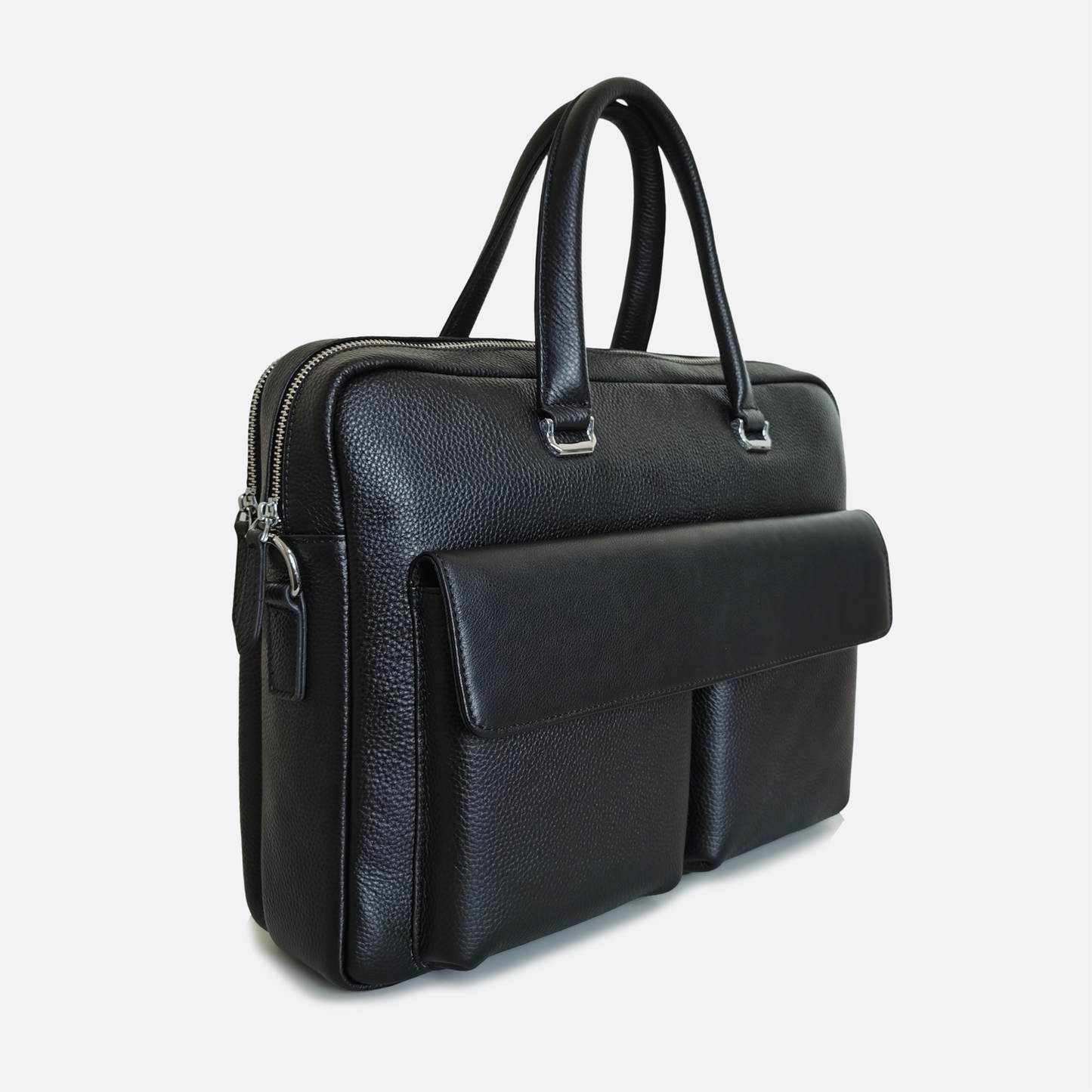 Unisex genuine cowhide leather top handle briefcase Poches V2 design