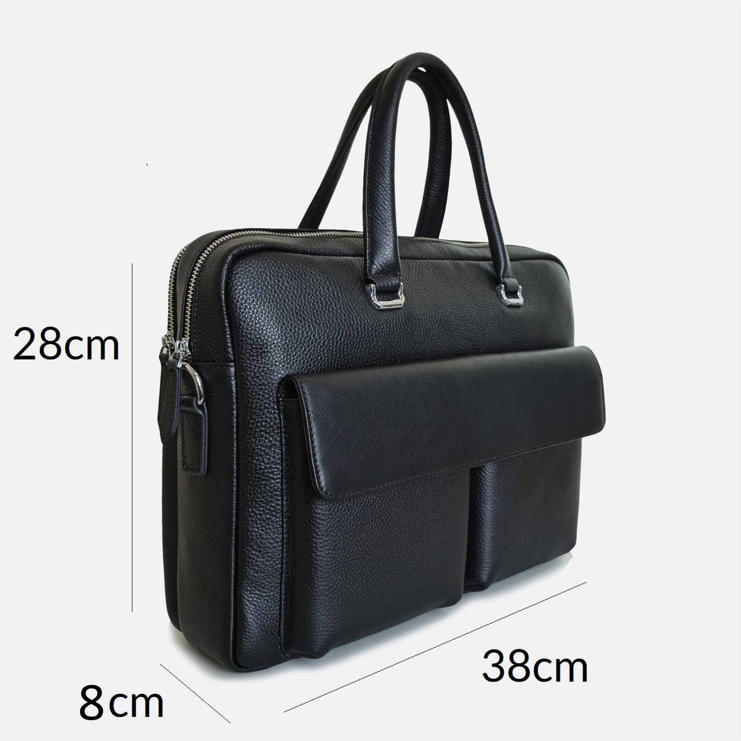 Unisex genuine cowhide leather top handle travel briefcase laptop bag Poches V2 design