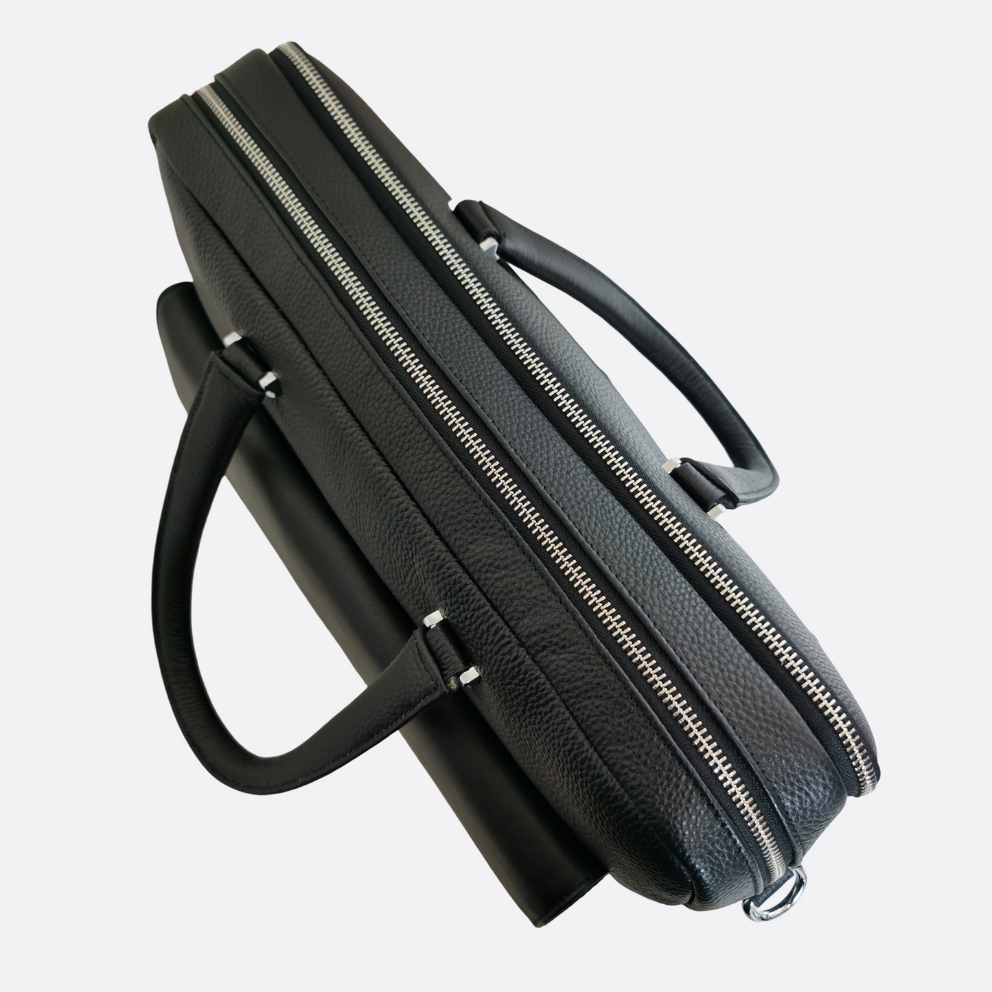 Unisex genuine cowhide leather top handle briefcase Poches V2 design