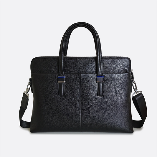 Unisex genuine cowhide leather slim briefcase with sling Marcel design