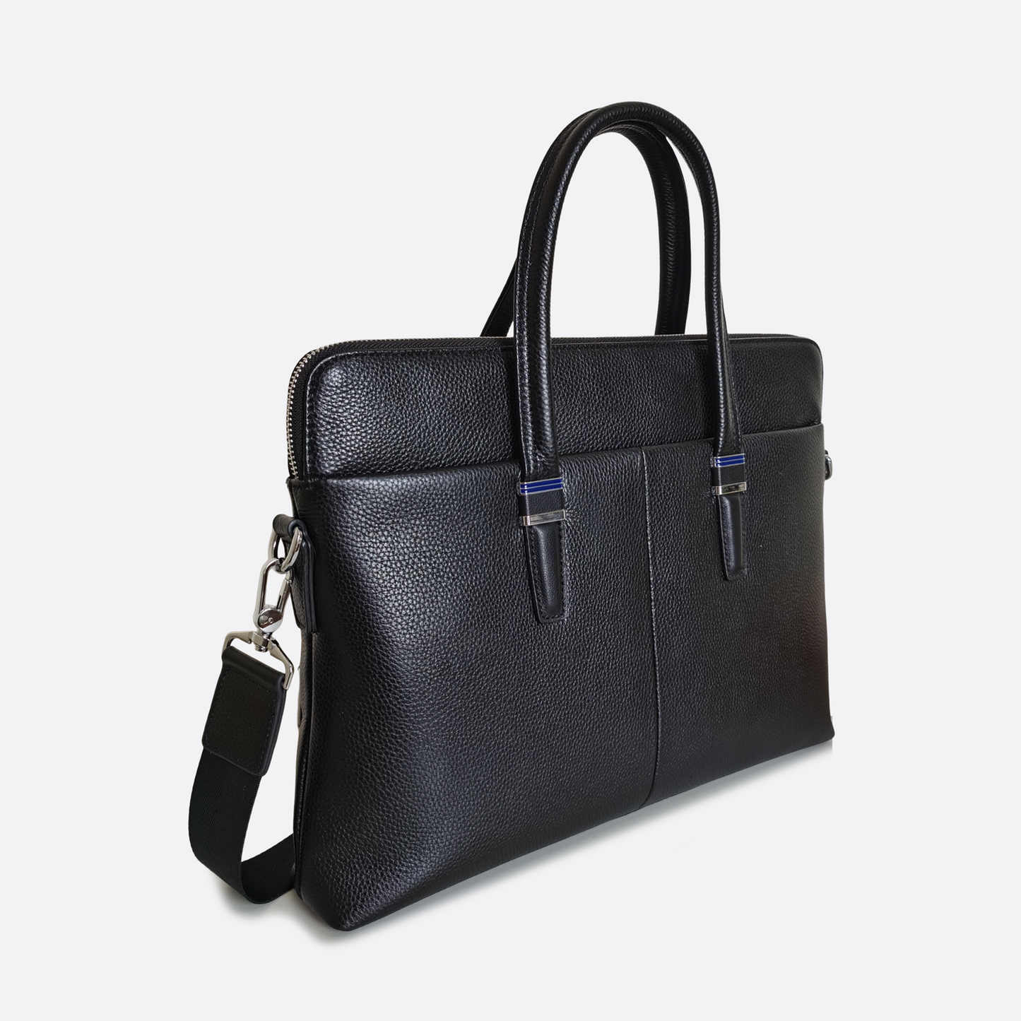 Unisex genuine cowhide leather slim briefcase with sling Marcel design