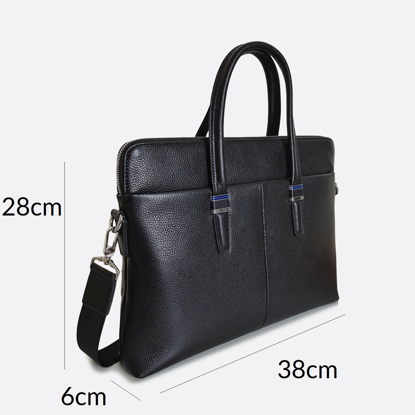 Unisex genuine cowhide leather slim briefcase with sling Marcel design