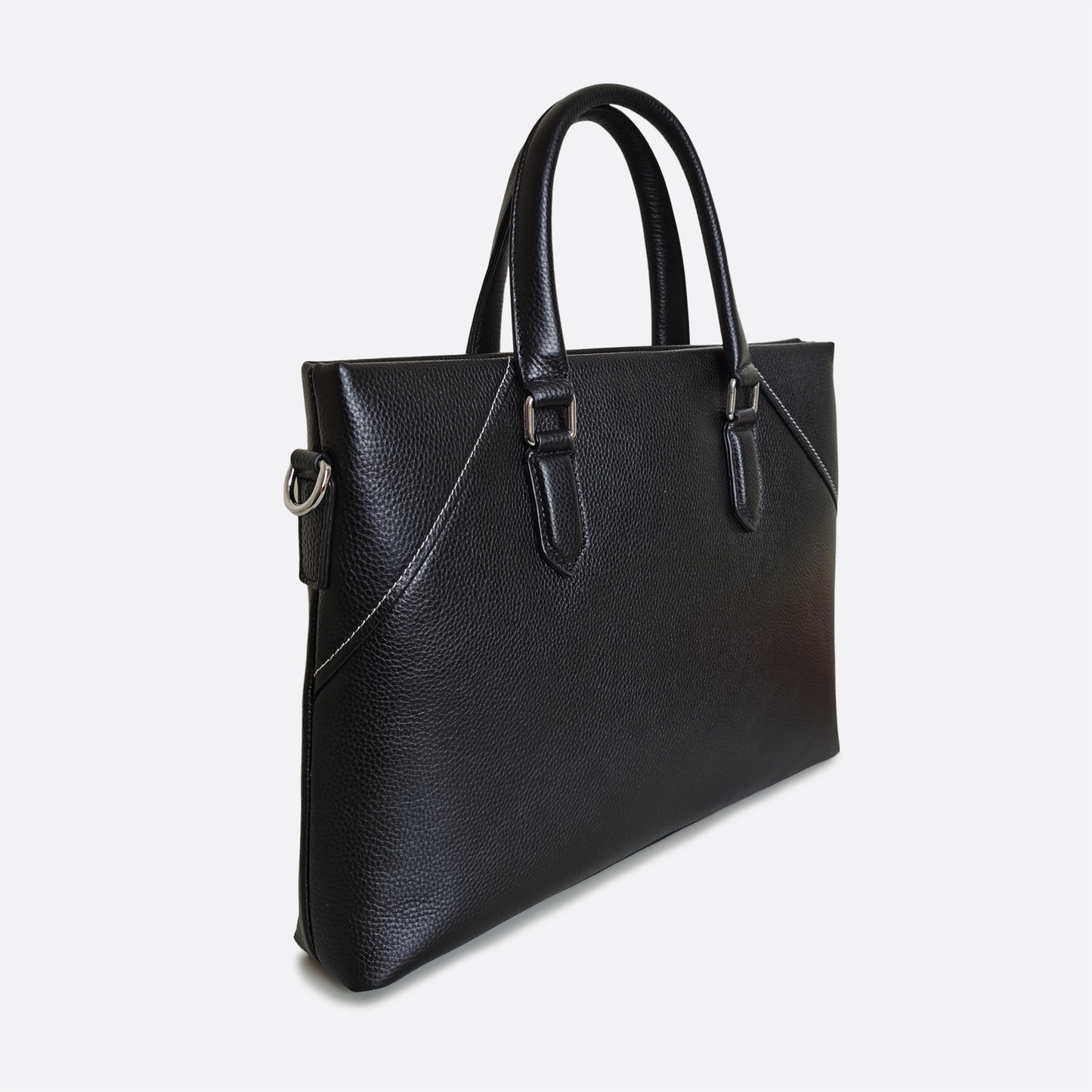 Unisex genuine cowhide leather slim briefcase with sling Lev design