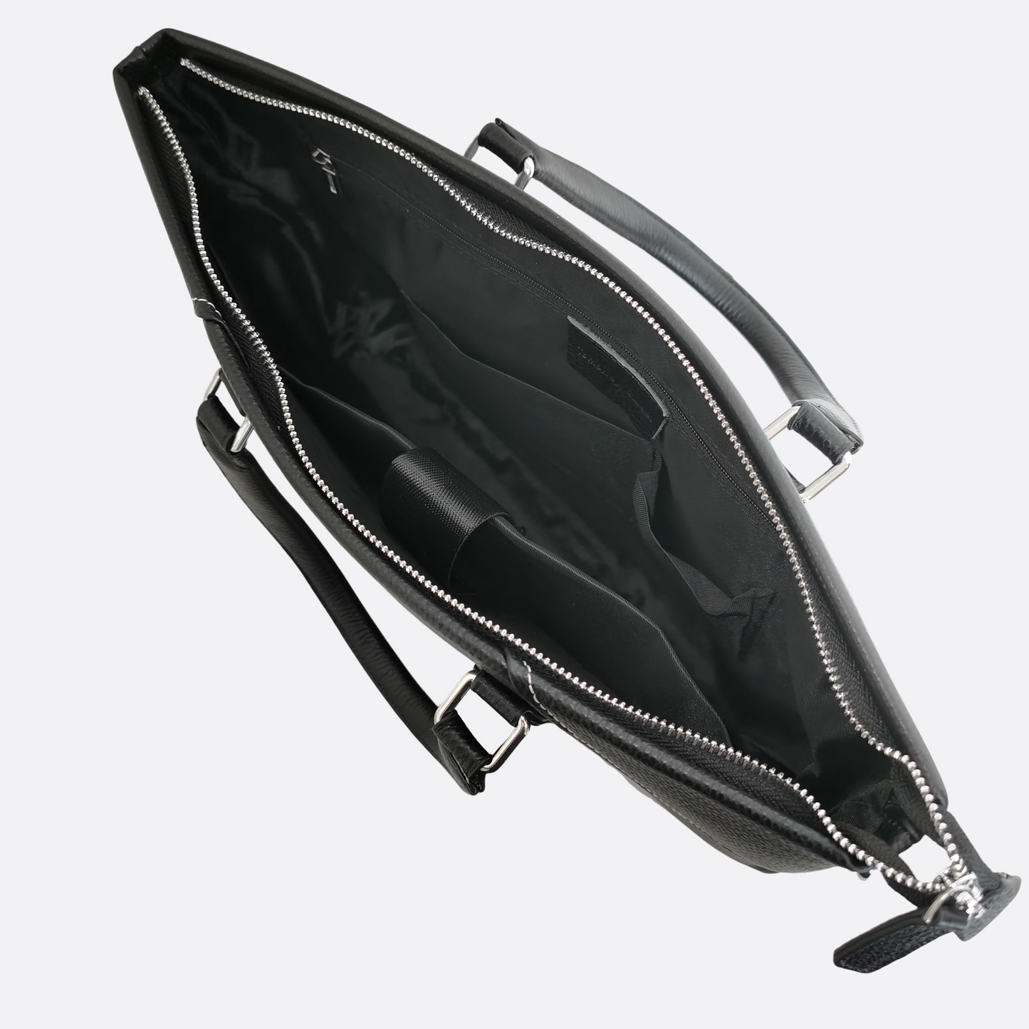 Unisex genuine cowhide leather slim briefcase with sling Lev design