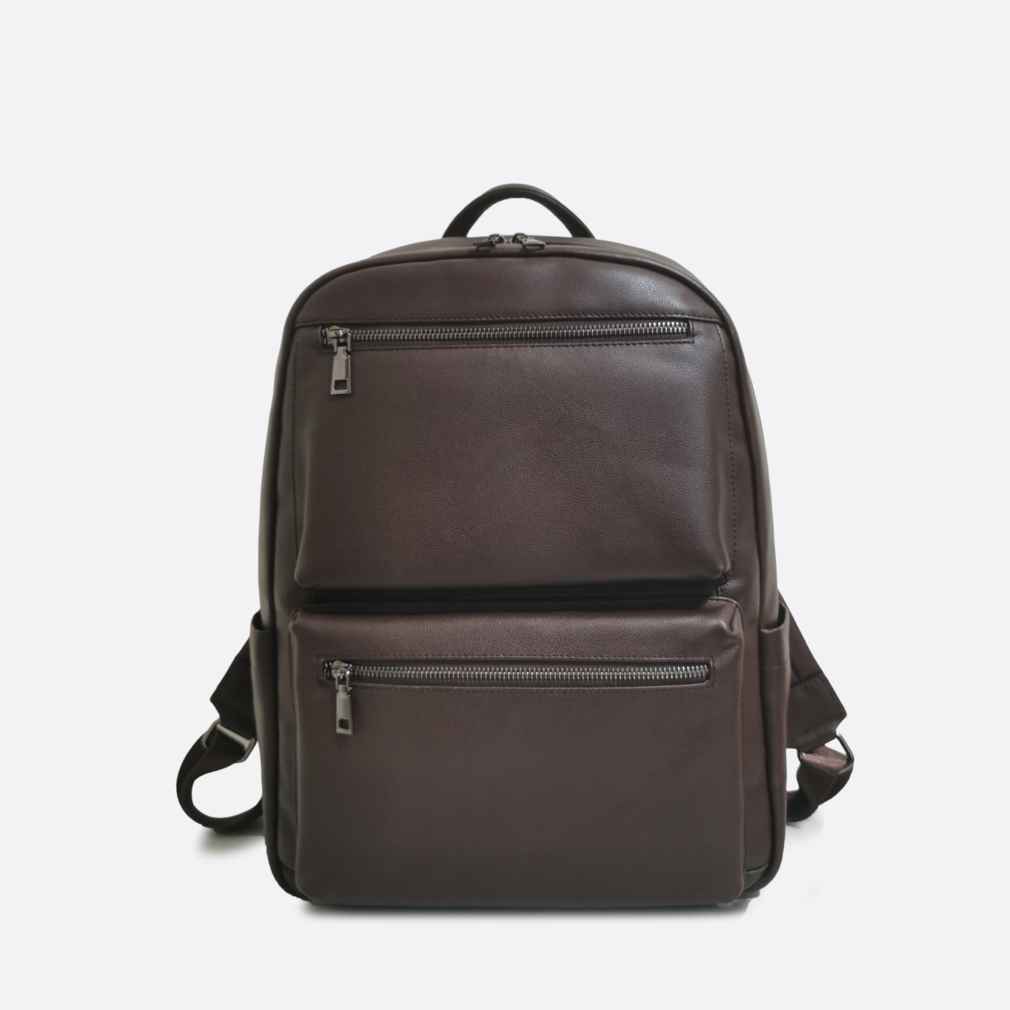 Unisex cowhide leather Multi zip V2 design backpack