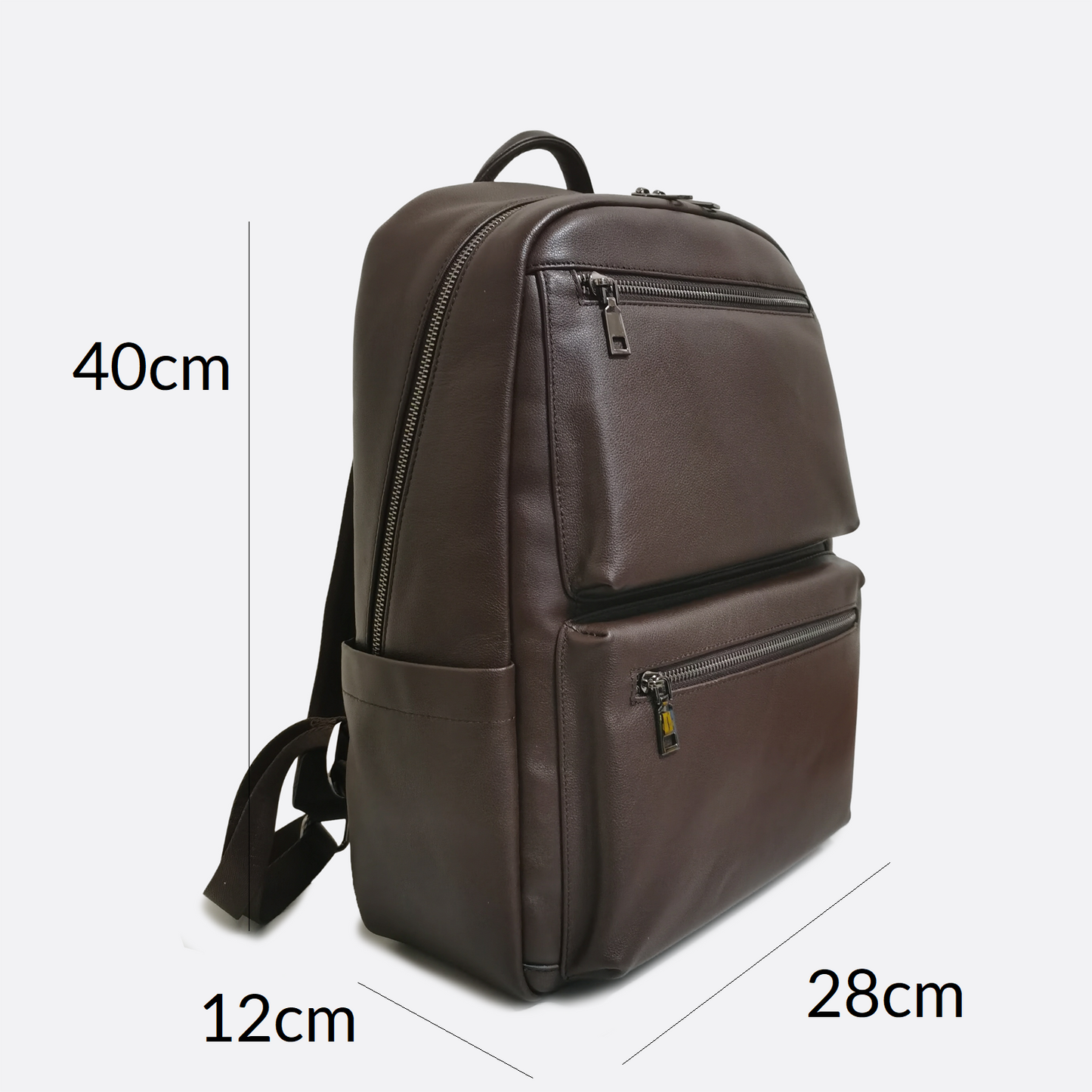 Unisex cowhide leather Multi zip V2 design backpack