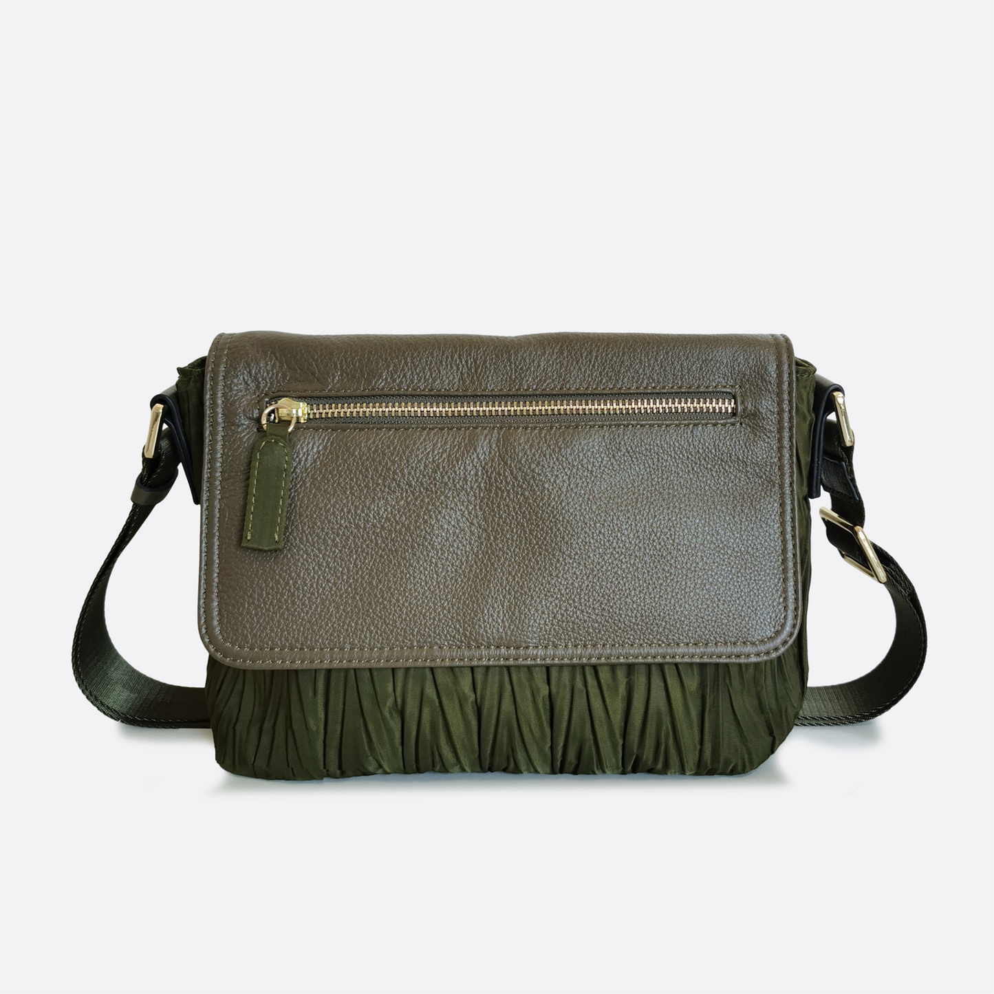Women's nylon mix genuine cowhide leather messenger bag