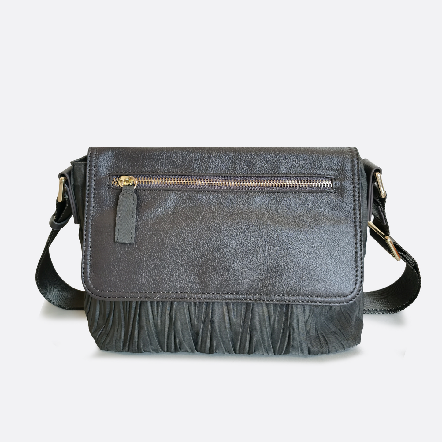 Women's nylon mix genuine cowhide leather messenger bag