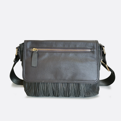 Women's nylon mix genuine cowhide leather messenger bag