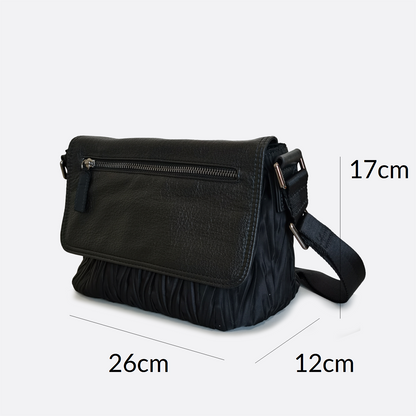 Women's nylon mix genuine cowhide leather messenger bag