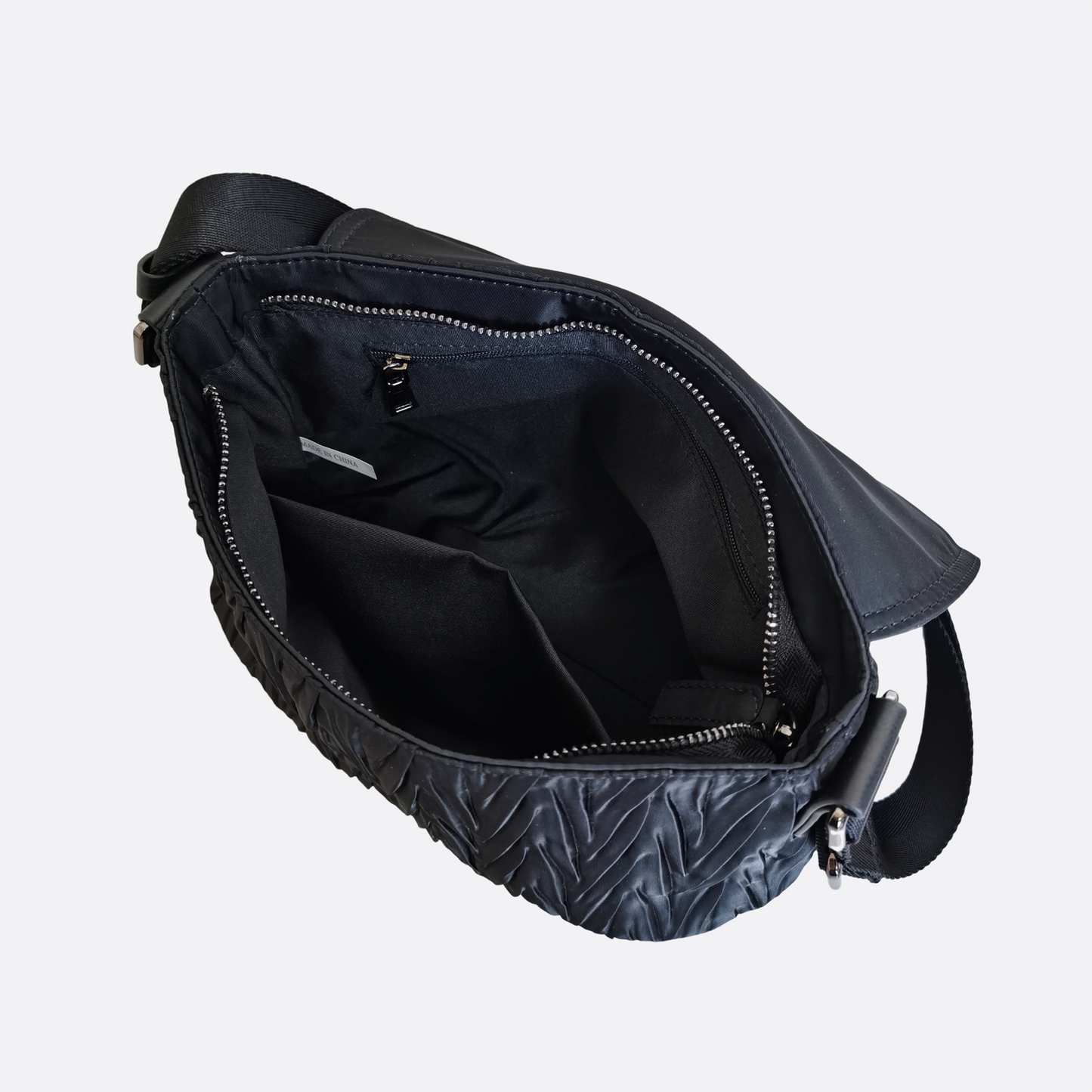 Women's nylon mix genuine cowhide leather messenger bag