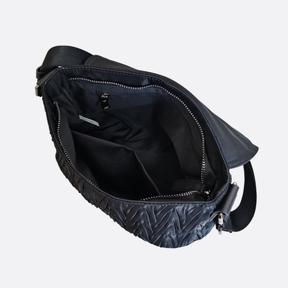 Women's nylon mix genuine cowhide leather messenger bag