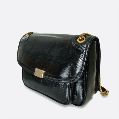Women's genuine waxed cowhide leather messenger satchel bag