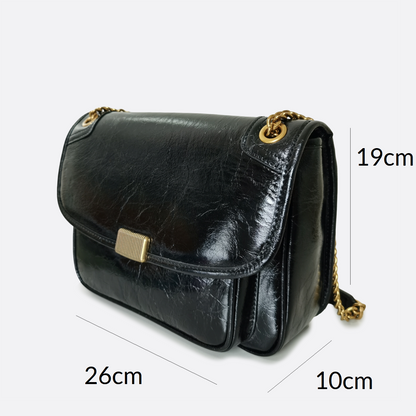 Women's genuine waxed cowhide leather messenger satchel bag