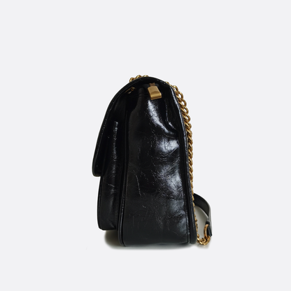 Women's genuine waxed cowhide leather messenger satchel bag