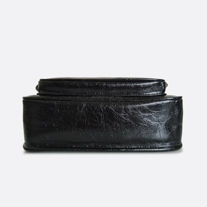 Women's genuine waxed cowhide leather messenger satchel bag