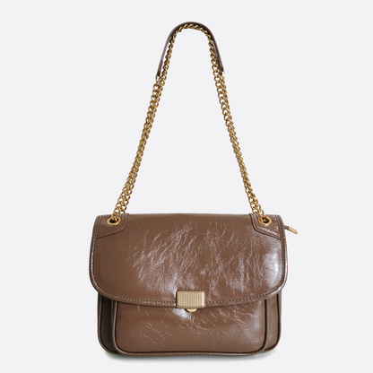 Women's genuine waxed cowhide leather messenger satchel bag