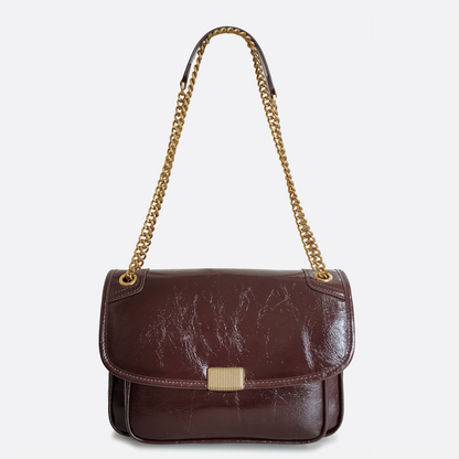 Women's genuine waxed cowhide leather messenger satchel bag